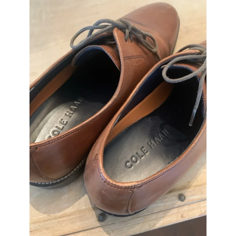 Cole Haan Lenox Hill C11632 Oxfords Men's 8.5 Brown Cap Toe Leather‎ Dress Shoes